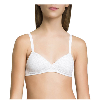 Dim Girls Unwired Padded White Triangle White Bra