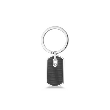 Polo Exchange Black Silver Tone Stainless Keyring