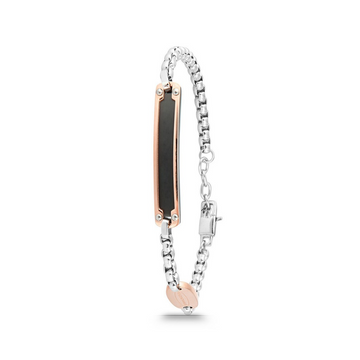 Polo Exchange Black & Rose Gold Tone Plate Stainless Bracelet