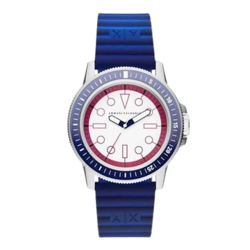 Armani Exchange Three-Hand Blue and Purple Silicone Watch