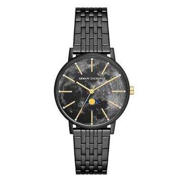 Armani Exchange Moonphase Multifunction Black Stainless Steel Watch
