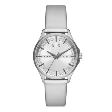 Armani Exchange Silver Leather Watch
