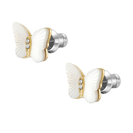 Fossil Sutton Radiant Wings White Mother-of-Pearl Stud Butterfly Earrings