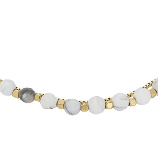 Fossil All Stacked Up Howlite Chain Beaded Bracelet