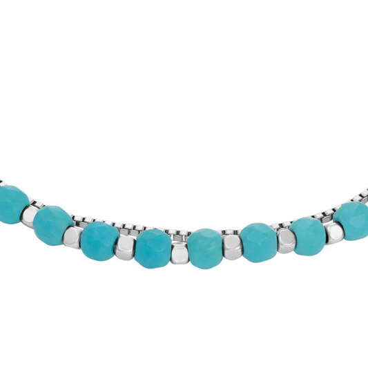 Fossil All Stacked Up Reconstituted Turquoise Chain Beaded Bracelet