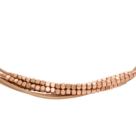 Fossil All Stacked Up Brown Leather Chain Bracelet