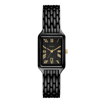 Fossil Raquel Three-Hand Date Black Stainless Steel Watch