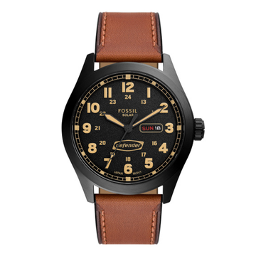 Fossil Defender Solar-Powered Luggage Leather Watch