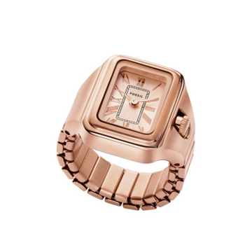 Fossil Raquel Watch Ring Two-Hand Rose Gold-Tone Stainless Steel ES5345