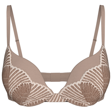 Calvin Klein Perfectly Fit Lace Push Up Plunge Bra Beige Rose